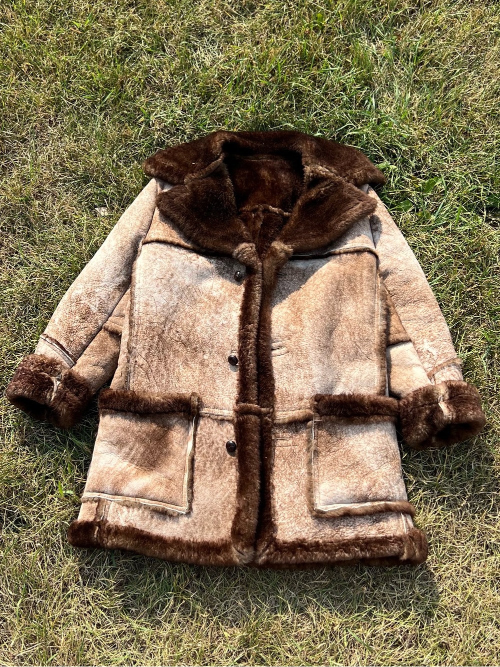 Vtg 70s Genuine Sheepskin Shearling Coat